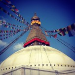 A typical picture from Boudhanath in Kathmandu, Nepal.